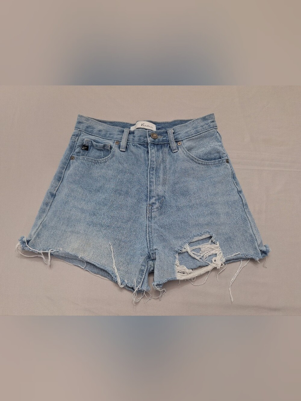 KanCan Light Blue Distressed High Rise Jean Shorts, Beach Vacation, Size 24